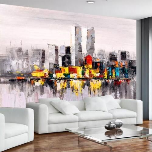 3D Mural Modern Abstract Art Oil Painting New York City Wallpaper Living Room Bedroom Background Wall Decoration 3D Wall Cloth