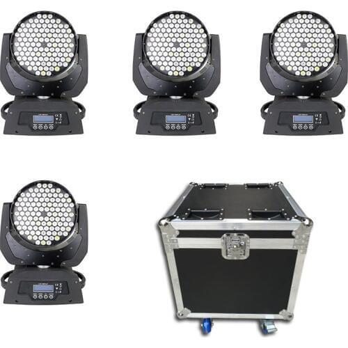 4pcs/lot Flightcase packed 108pcs 3W RGBW Wash High Power DMX 512 moving head led stage 108pcs 3W wash 108x3w moving heads light