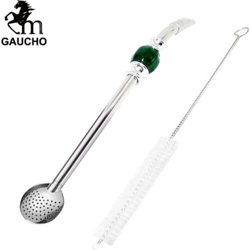 50 PCS/Lot Uruguay Yerba Mate Bombilla 21 CM Stainless Removable Filter Straw With Cleaning Brush Opp Bag Packing Hot Wholesale