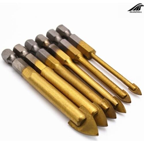 6 pcs4-12 Carbide Glass Drill Bit Set Carbide Point with 4 Cutting Edges Tile & Glass Cross Spear Head Drill Bits