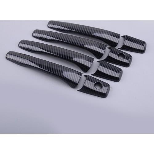 8pcs Exterior Door Handle Cover Trim Decor Carbon Fiber Style ABS Fit for Mitsubishi Lancer EVO 2002 2003 2004 2005 2006 2007