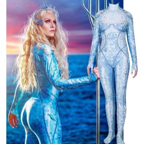 Aquaman Queen Atlanna Cosplay Costume Lycra Spandex Haloween Custome Zentai Bodysuit Swimming Suit Jumpsuits for Women/Girls