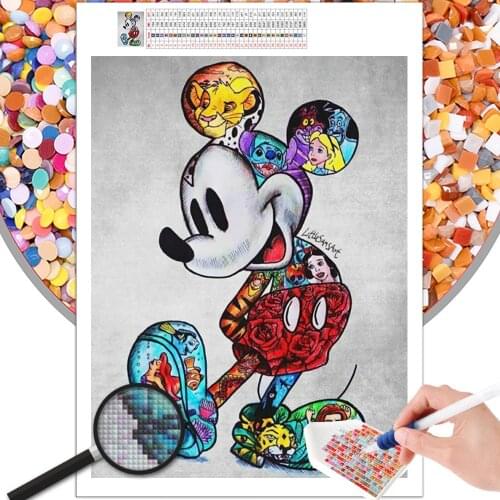 Diamond Painting Cartoon Animal Disney Mickey 5D DIY Mosaic Embroidery Full Square Round Cross Stitch Kit Rhinestone Home Decor
