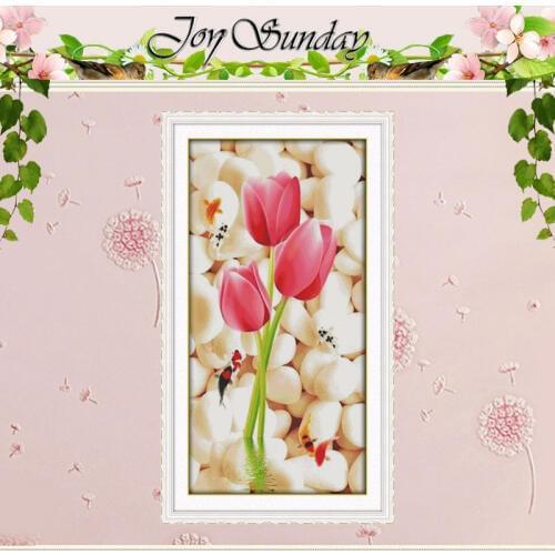 Big size Tulip Patterns Counted Cross Stitch 11CT 14CT Cross Stitch Set Wholesale Flower Cross-stitch Kit Embroidery Needlework