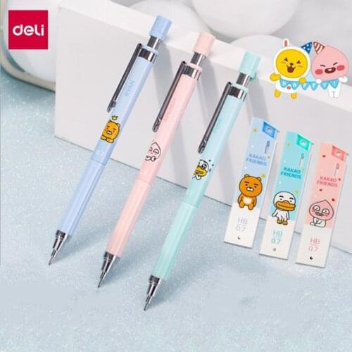 Deli Kakao Friends Mechanical Pencil 0.5mm 0.7mm Cute Cartoon Pencil Refills Kawaii School Supplies Korean Stationery for Kids