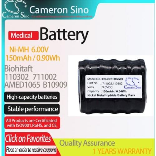 CameronSino Battery for Biohit 110302 Varta 5/11 fits Baxter Healthcare100DKO Medical Replacement battery 150mAh / 0.90Wh 6.00V