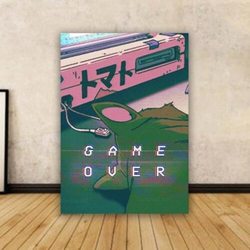 Game Over Poster Gamer Abstract Chic Canvas Painting On The Wall Art Pictures for Gaming Room Teen Room Decor