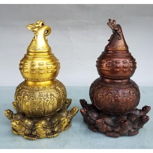 China brass Fu lu shou gourd crafts statue