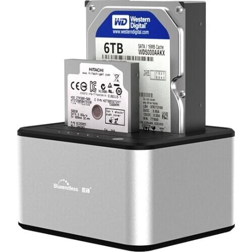 Aluminum 2.5"/3.5" Compatible 5GBPS HDD SSD External Case Enclosure Hard Drive HDD Docking Station 2 Bay Sata USB 3.0 HDD Box