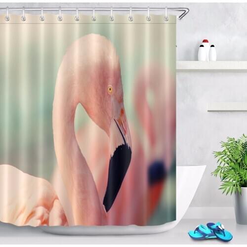 LB Flamingo Shower Curtains Bathroom Curtain Waterproof Mildew Resistant Eco-Friendly Polyester Fabric for Bathtub Decor 12 Hook
