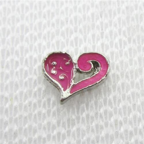 Hot selling 20pcs/lot Pink Love Heart Floating Charms Living Glass Memory Floating Lockets DIY Jewelry Charms