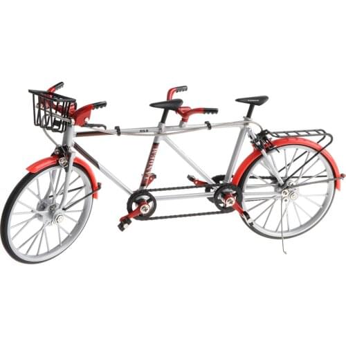 1:10 Alloy Diecast Racing Tandem Bike Model Toy Collections For Kids Red