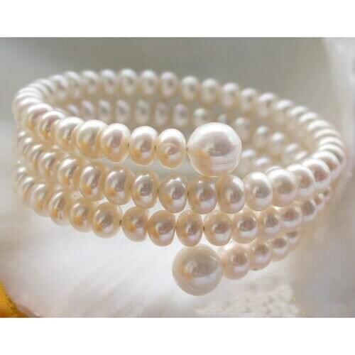 Favorite Unique Pearl Jewelry Extendible 6-10mm Round White Color Freshwater Pearl Bracelet Wedding Birthday Charming Girl Gift