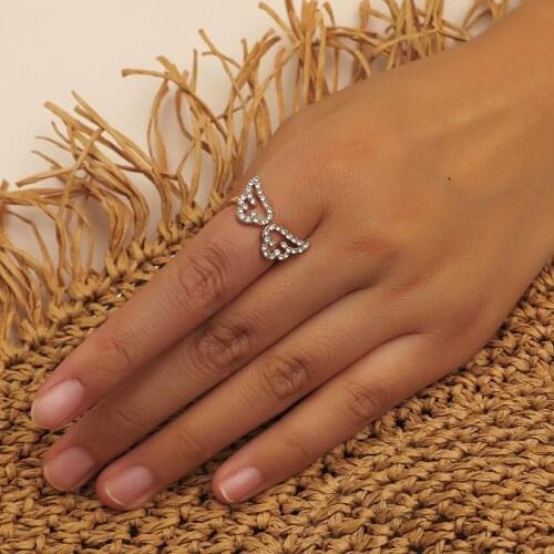 Cute Angel Wings Open Rings for Women Girl Adjustable Aesthetic Engagement Wedding Band Ring anillos mujer Party Jewelry Gift