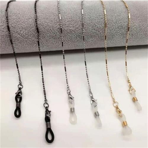 Fashion Woman Metal Sunglasses Chain Cylinder Bead Chain Anti-Falling Glasses Eyeglasses Cord Necklace Sunglasses Chain