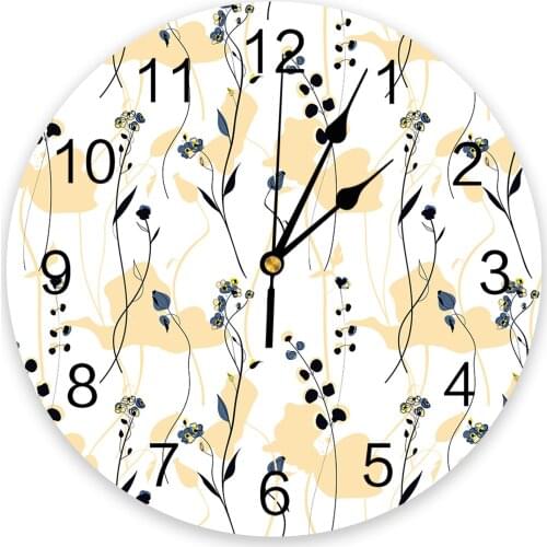 Spring Branches Flowers Texture Wall Clock For Modern Home Decoration Teen Room Living Room Needle Hanging Watch Table Clock