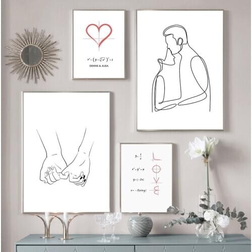Couple Love Formula Anniversary Poster Wall Art Canvas Painting Nordic Pictures Prints for Modern Home Decor