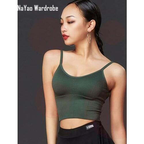 2020 New Latin Dance Dress Tops Women Short Striped Latin Dancing Clothes Belly Ballroom Tango Dresses A1149