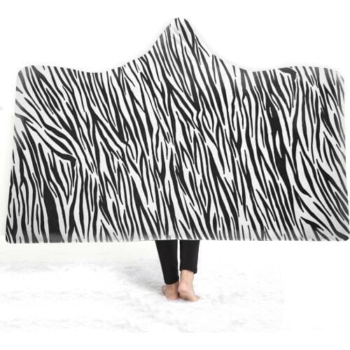 Hot Sale Wearable Hooded Blanket Tiger Leopard Winter Thick Warm Blanket Sofa Bedding Throw for Adults Cobija Cobertor
