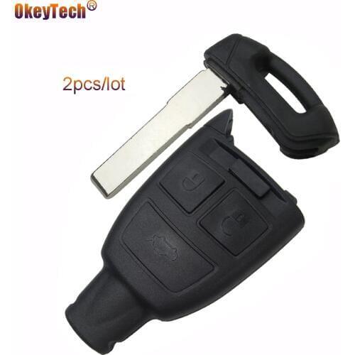 OkeyTech 2pcs/lot Remote Smart Card Key Shell For Fiat Punto 3 Button Replacement Car Key Shell Case Cover Fob Small Blade Key