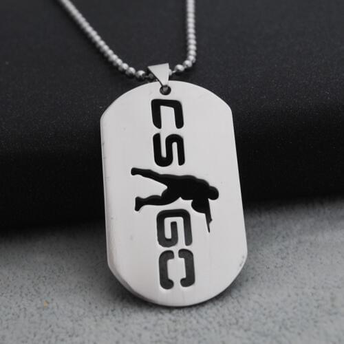 10 GO Counter-Strike Logo Symbol Necklace Round Global Offensive Necklace Stainless Steel Anime Game CS Logo Necklace jewelry