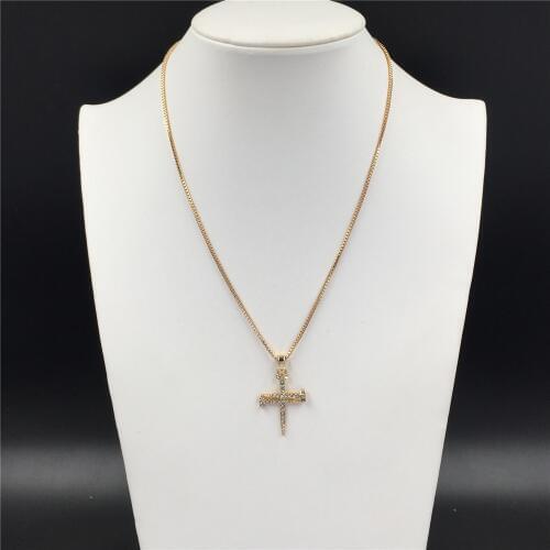 Lovely Chic Gold Color Plating Needle Nail Assembly Cross Pendant Necklace For Women Girl Special Decoration Trendy Jewelry