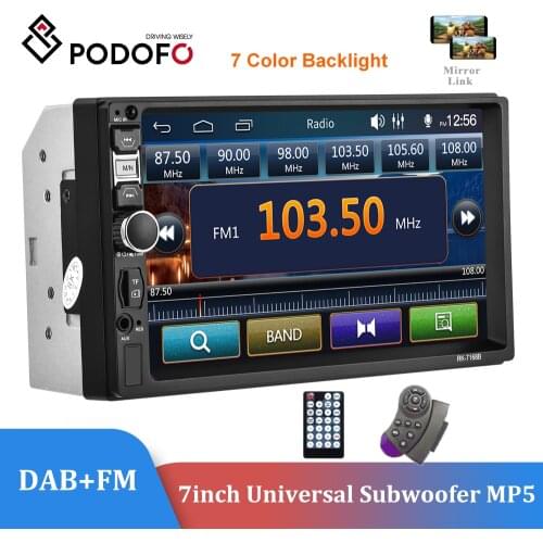 Podofo 2Din DAB GPS Navigation Video Car Radio Universal Bluetooth For Nissan Kia Toyota Hyundai Subwoofer AUX USB SD MP5 Player