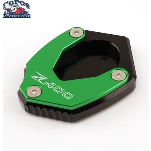 With Logo Z400 Ninja400 Motorcycle CNC Kickstand Sidestand Stand Extension Enlarger Pad For Kawasaki Z400 Ninja400 2018-2020