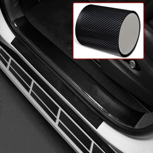 5D Carbon Fiber Car Door Sill Sticker Anti Scratch Moulding Strip Car Door Edge Protection Bumper Protector Auto Sticker Black