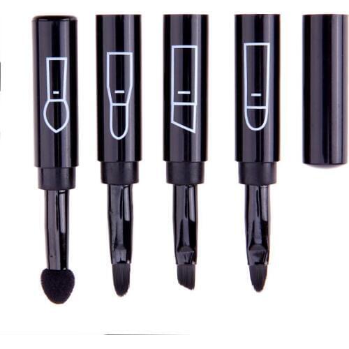 4 in 1 Portable Retractable Makeup Brush For Lip Brush Eyeliner Eye Shadow Brush Travel Outdoor Plastic Handle Professional Tool