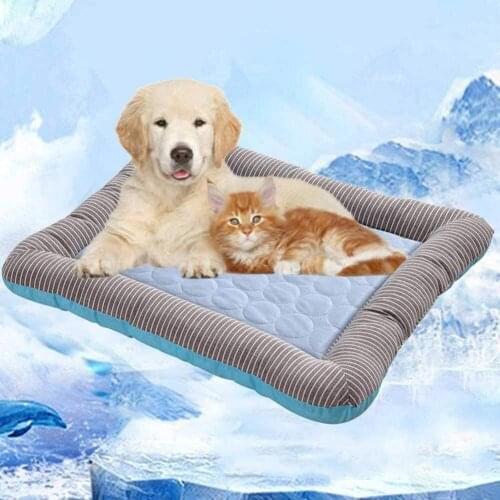 Pet Cat Self Cooling Mat Nest Bed Summer Cool Down Washable Ice Silk Pad Pet Small Medium Dog Mat