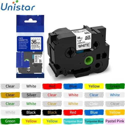 Unistar TZe261 36mm 1 1/2 Inch Standard Laminated Tape Compatible for Brother P-touch Label Tape TZe-261 Multi Color
