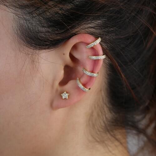 Vintage Punk CZ Crystal 2 Layer Geometry Curving Ear Clip Wrap Earring for Women No Pierced Clip Ear cuff Charming Girls Jewelry