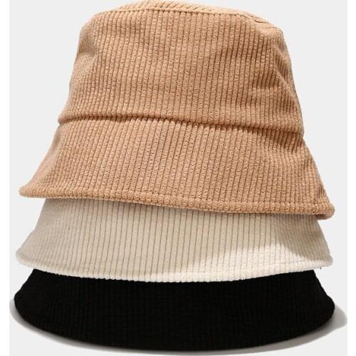Spring Corduroy Bucket Hats For Women Hip Hop Men Panama Black Winter Outdoor Fisherman Caps Unisex Gorras PJ095