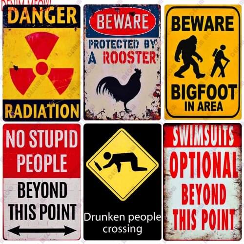 Beware & Tool Rules Notice Vintage Metal Plates Warning Danger or No Trespassing Retro Home Decor Wall Sticker Art Poster WY3