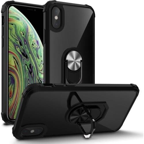 [Military Grade] Clear Crystal Phone Case with Ring Car Mount Kickstand for iPhone X/XS,iPhone XR,iPhone XS MAX