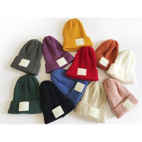 KENSHELLEY Autumn And Winter New Fashion All Kinds Of Fashion Letter Square Mark Adult Children Elastic Knit Hat Beanies