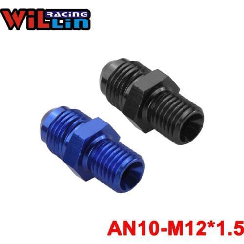WILLIN - 2pcs/pack Male 10 AN10 An Flare to M12x1.5(mm) Metric straight fitting AN10 To M12 *1.5 Port. Adapter Blue/ Black 816