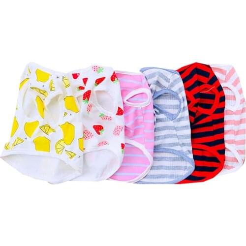 S-XL Printing Lemon Strawberry Pet Dog Vest Clothes Red Gray Striped Puppy Dogs Summer T-Shirt Red Vest Pet Apparel