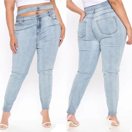 Plus Size Jeans Womens High Waist Skinny Denim Jeans Casual High Stretch Pencil Pants Drop Shipping
