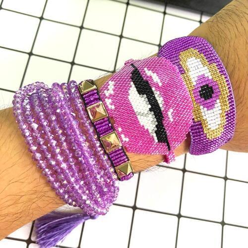 BLUESTAR 2020 Bracelet set For Women MIYUKI purple Crystal Bracelets Tassel Jewelry Handmade Loom Beads accessories