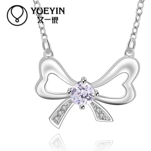 Silver plated pendant necklaces for women silver plated chain jewelry N600 Halskette Nickle free Female