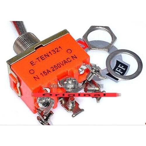 10PCS E-TEN1321 ON-ON 2 Position 6 Pins Toggle Switch 15A 250VAC Power Rocker Switch