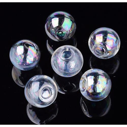 100pcs Round Handmade Blown Glass Globe Beads 14mm 16mm 18mm 20mm 25mm for Stud Earring Making or Decorate, Half Drilled F70