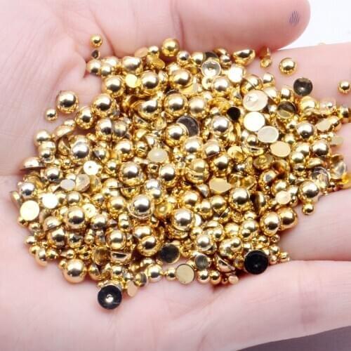 2-12mm And Mixed Sizes Gold Resin Half Round Craft ABS Nail Pearls Beads For Nails Art Design decoration Nails Decorative Pearls