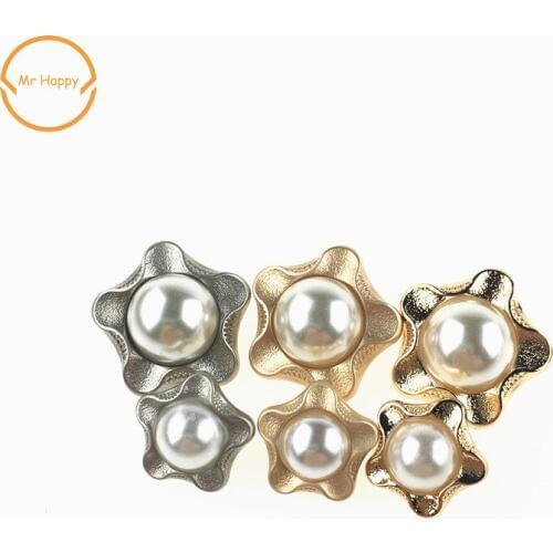 2pcs/lot fashion decorative pearl buttons star shape sewing buttons for coat jacket sweater Garment accessories DIY