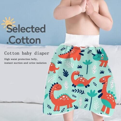 2020New 0-8y Baby Diaper Skirt Comfy Reusable Diaper Skirt Shorts 2 in 1 Waterproof Pants Cloth Dinosaur Print Baby Diaper Skirt