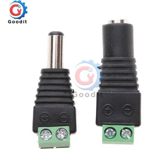 5pcs male and female DC Power Cable Connector 5.5x2.1MM Jack Adapter Connector Plug CCTV Camera