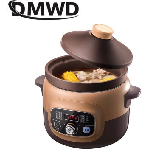 DMWD automatic electric Slow Cookers purple sand household Pot High quality Steam Stew Ceramic pot 4L capacity