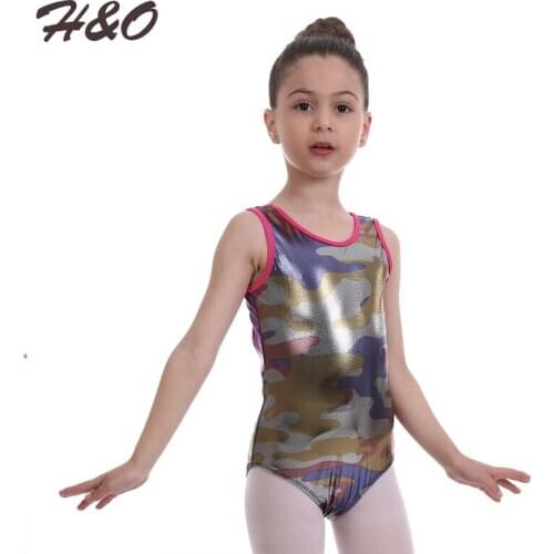 Girls Ballet Dance Leotard Spandex Shiny Camouflage Toddler Children Bodysuit Dance Wear Gymnastics One-piece Kids Leotards